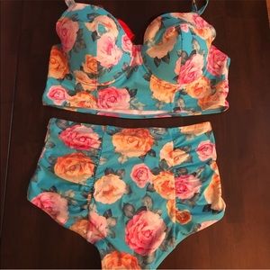 Torrid Floral Two Piece Bathing Suit